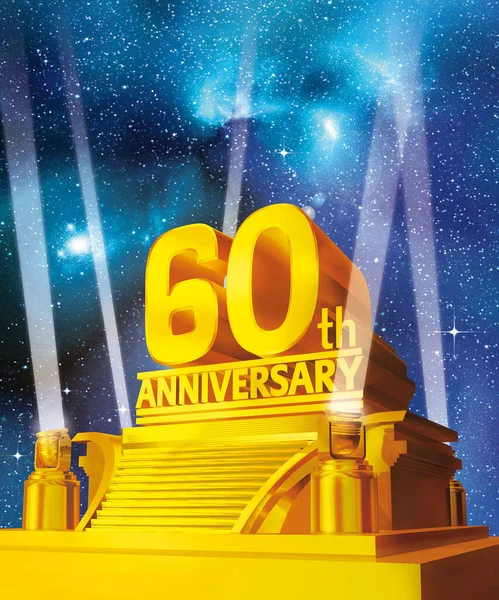Golden 60Th Years Anniversary Platform Galaxy Background — Stock Photo, Image
