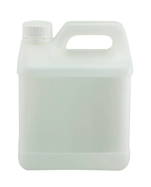 Weißer Kunststoffkanister Behälter Oder Gallone Isoliert Auf Weißem Hintergrund — Stockfoto
