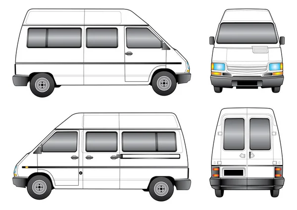 Beyaz arkaplanda beyaz minibüsün görüntüsü