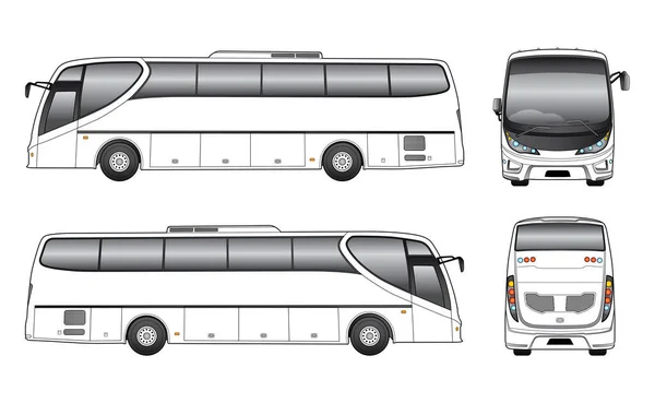 Vector Luxury Touring Bus Template Isolated White Background — Stock Photo, Image