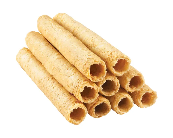 Beyaz arkaplanda yumurta rulosu bisküvisi izole