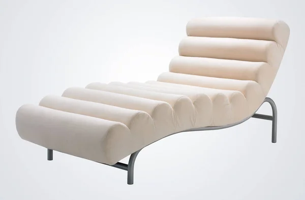 Beige Farbe Stilvolle Schlafende Liege Gebogenes Sofa — Stockfoto