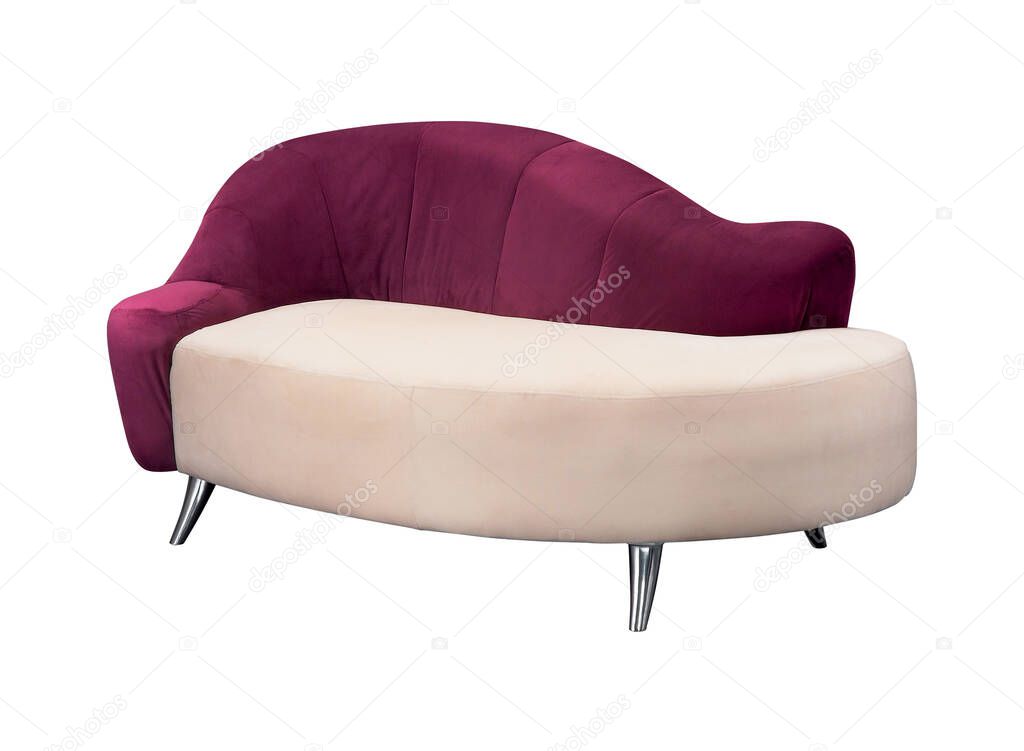 Red and beige color stylish curved sofa