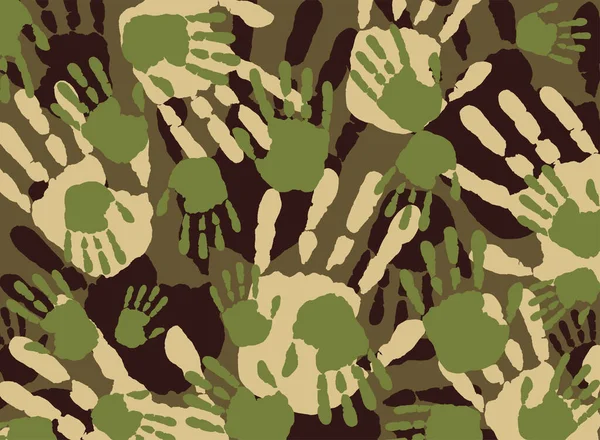 Camouflage pattern of colorful hand prints
