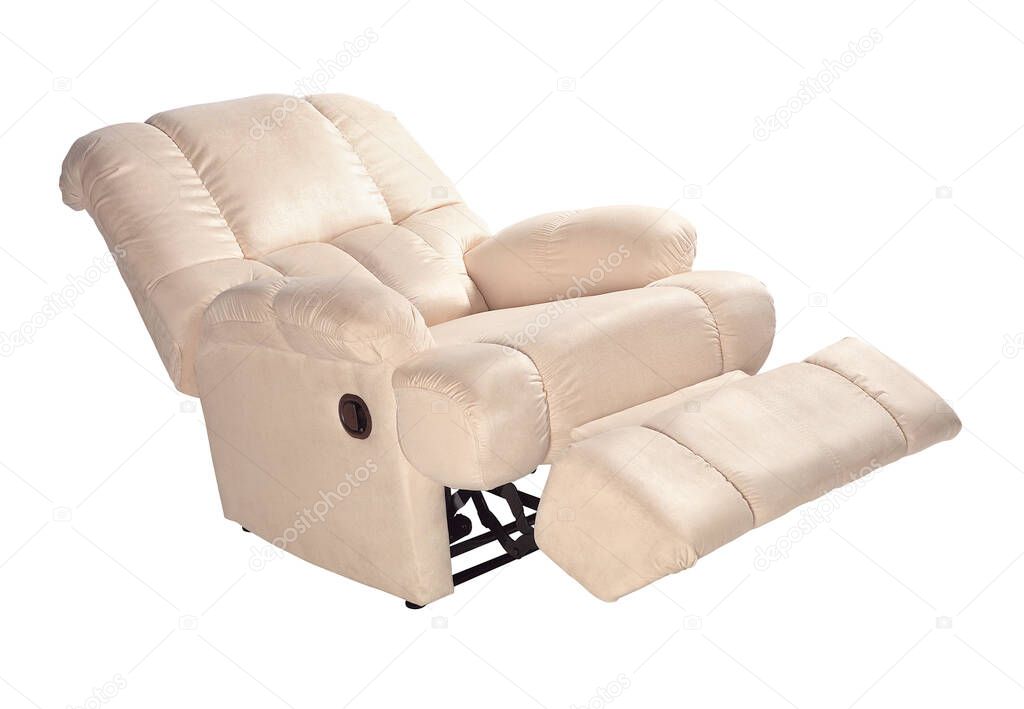 Contemporary beige suede reclining sofa