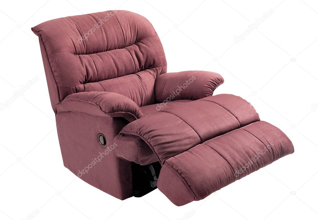 Contemporary maroon suede reclining sofa