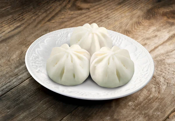 Chinese Steamed Buns Baozi Mantou Plate — Stock Photo, Image