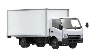 Kargo konteynırlı beyaz ağır kamyon