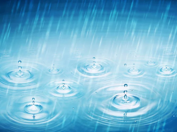 Suya düşen yağmur damlaları yaklaşır