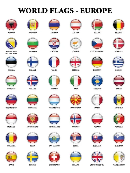 Banderas Alfabéticas Los Países Del Continente Europeo — Foto de Stock