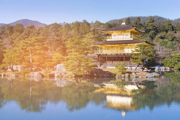 Kinkakuji Gouden Slot Reflectie Water Zwembad Japanse Tuin Japan Historisch — Stockfoto