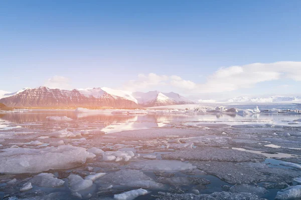Island Vintern Glaciärlagunen Jökulsárlón Naturliga Landskap Bakgrund — Stockfoto
