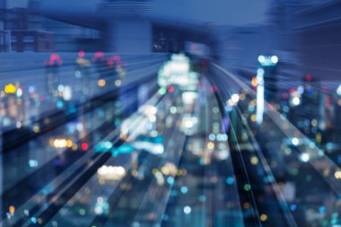 Bokeh ışık şehir hareket tren yolu üzerinde bulanıklık, arka plan