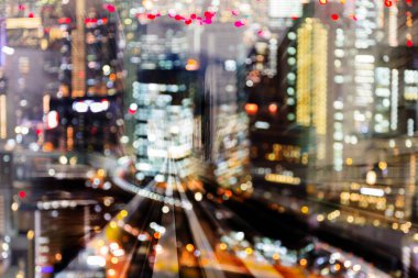 Gece bokeh şehir iş şehir ışık, soyut arka plan bulanık
