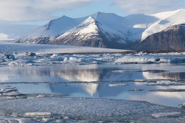 Jokulsarlon Víz Közben Téli Szezonban Természeti Táj Háttér Izland — Stock Fotó