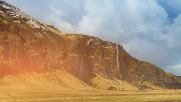 Islandia Montaña Agua Paisaje Natural Fondo —  Fotos de Stock