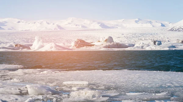 Temporada Invierno Islandia Laguna Congelada Paisaje Natural Fondo — Foto de Stock