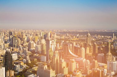 Merkezi iş şehir Bangkok cityscape arka plan, Tayland