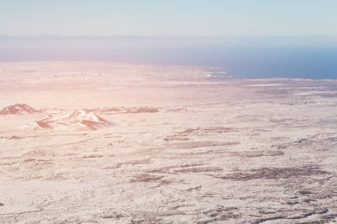 Kış sezonu volkan kaya havadan görünümü, İzlanda manzara arka plan