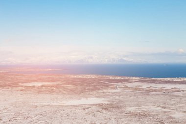 Highland İzlanda kış sezon doğal manzara arka plan üzerinde