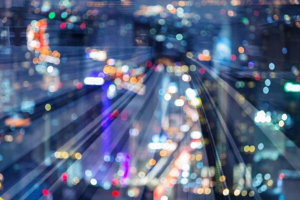 Нічний Розмитий Світло Міський Бізнес Центрі Міста Подвійний Експозиційний Трек — стокове фото