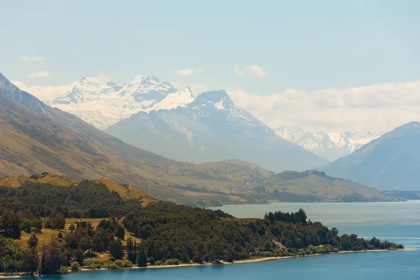 Lago Agua Wakatipu Con Montaña Isla Sur Nueva Zelanda Paisaje —  Fotos de Stock