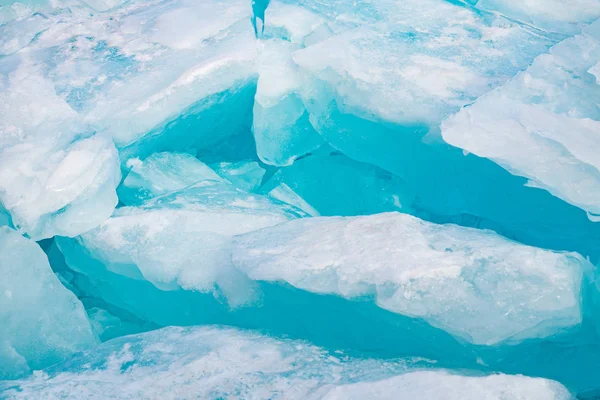 Natural Breaking Ice Water Lake Baikal Russia Winter Season — Stock Photo, Image