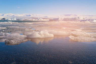 Kış su Gölü Jokulsarlon buzul, doğal peyzaj arka plan