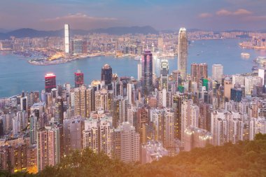 Ofis Binası, merkezi iş şehir merkezi Hong Kong cityscape arka plan