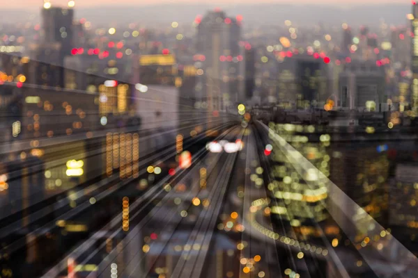 Train Track Motion Double City Building Flou Lumière Fond Abstrait — Photo