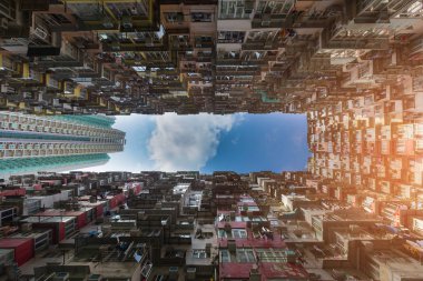 Residence Daire Hong Kong cityscape arka plan konut kalabalık