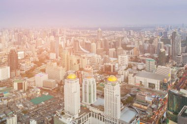 Havadan görünümü Bangkok cityscape merkezi iş şehir merkezinde, Tayland