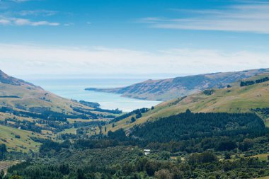Bankalar Yarımadası Akaroa Christchurch Yeni Zelanda East coast doğal manzara arka plan