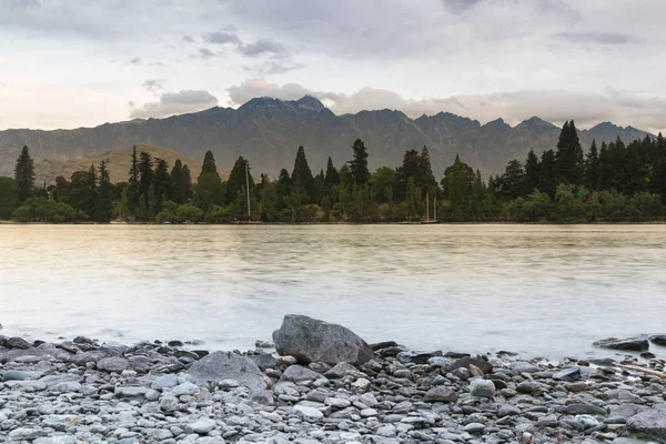 Yeni Zelanda Queentown Gölü Güney Adası Doğal Peyzaj Arka Plan — Stok fotoğraf