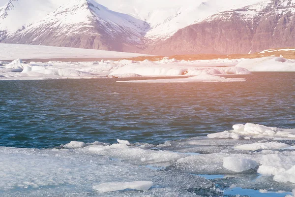 Jokulsarlon Stagione Invernale Laguna Paesaggio Naturale Sfondo — Foto Stock