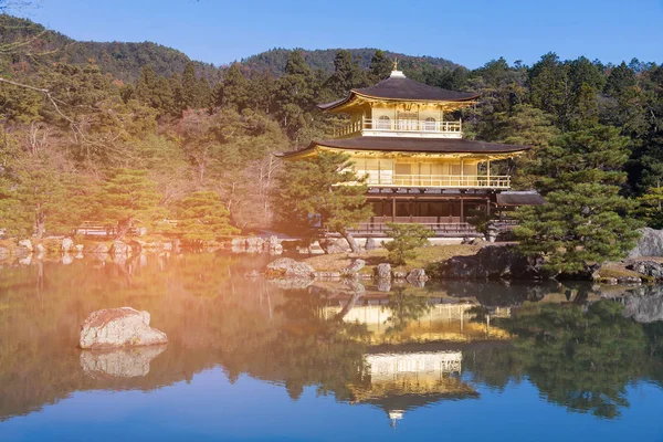 Kinkakuji Gouden Tempel Met Water Reflectie Kyoto Japan Landmark — Stockfoto