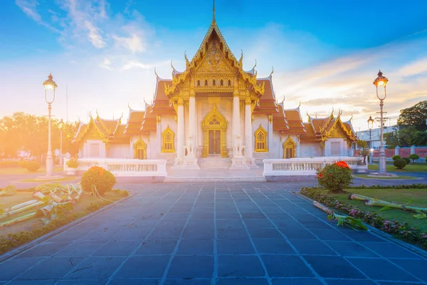 Wit Marmeren Tempel Bangkok Thailand Historisch Monument — Stockfoto