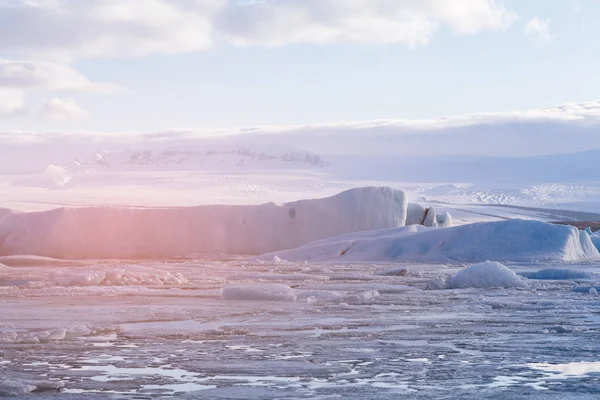 Jokulsarlon Iceberg Ghiacciaio Islanda Stagione Invernale Paesaggio Naturale Sfondo — Foto Stock