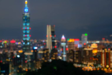 Gece ışık şehir bokeh merkezi iş şehir merkezinde, Tayvan, arka plan bulanıklık