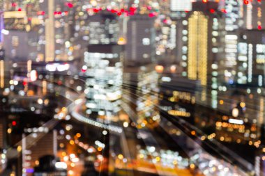 Kalabalık şehir bina gece bulanıklık ışığı hareketli arka plan tren yolu üzerinde