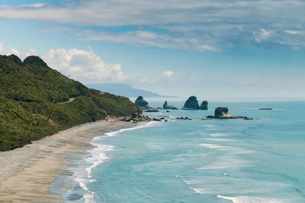Nieuw Zeeland Natuurlijke Kustlijn West Coast Zuidereiland Natuurlijke Landschap Achtergrond — Stockfoto
