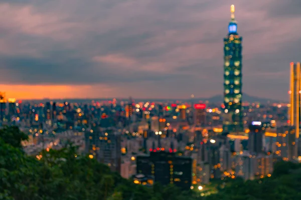 Gece Tayvan Bokeh Hafif Hava Görünümünü Arka Plan Bulanıklık — Stok fotoğraf