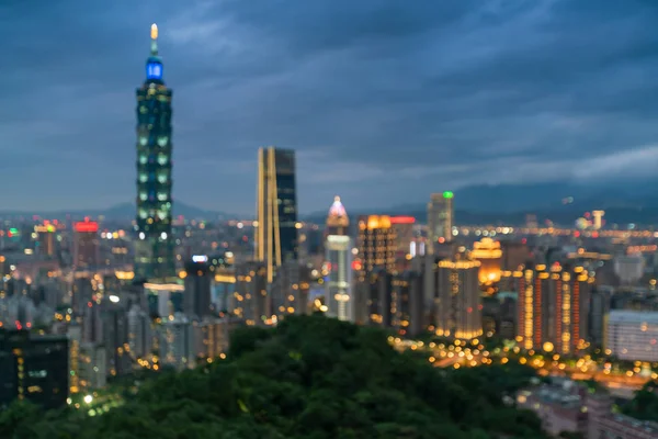 Tayvan Şehir Bokeh Işık Merkezi Şehir Merkezinde Arka Plan Bulanıklık — Stok fotoğraf