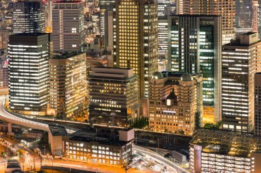 İş ofis binası Umeda Japonya gece görünümü