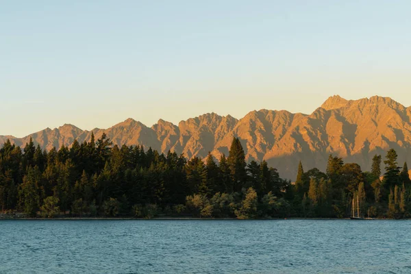 Zonsopgang Vanaf Berg Lake Wakatipu Zuidereiland Nieuw Zeeland Natuur — Stockfoto