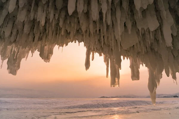 Caverna Gelo Baikal Rússia Inverno Temporada Paisagem Natural Fundo — Fotografia de Stock