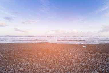 Buzdağı rock Beach, İzlanda kış sezon doğal manzara arka plan