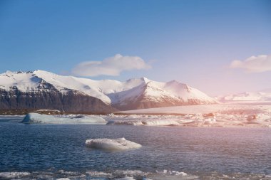 İzlanda kış sezon doğal peyzaj, Jokulsarlon Buzulu