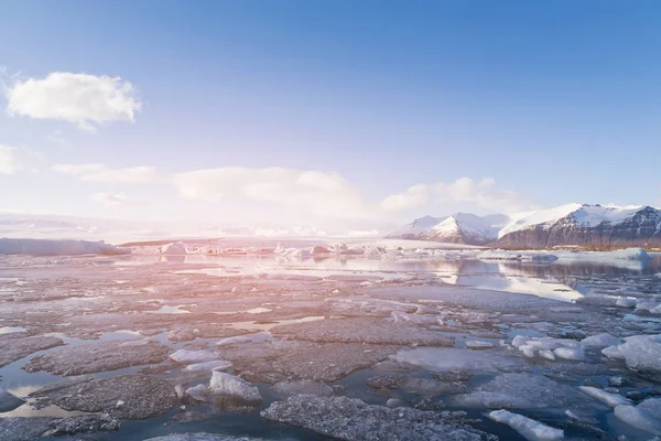 Jokulsarlon Gletsjer Winter Seizoen Natuurlandschap Achtergrond — Stockfoto