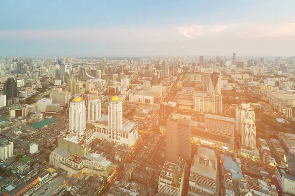 Vista Superior Ciudad Centro Negocios Bangkok Tailandia Fondo Paisaje Urbano —  Fotos de Stock